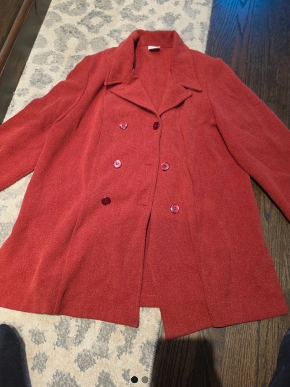 Women's Red Double-Breasted Wool Blend Blazer Jacket